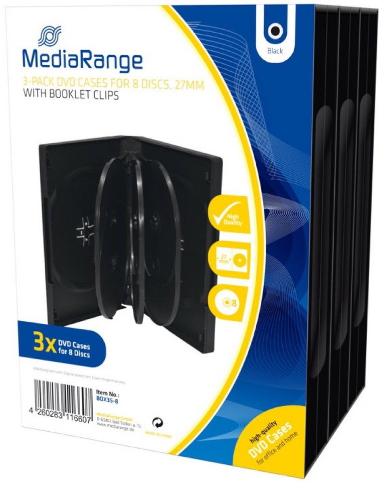 Mediarange DVD-Hülle 3 Mediarange DVD Hüllen 8er Box 27 mm für je 8 BD / CD / DVD schwarz Mediarange DVD-Hülle 3 Mediarange DVD Hüllen 8er Box 27 mm für je 8 BD / CD / DVD schwarz von Mediarange