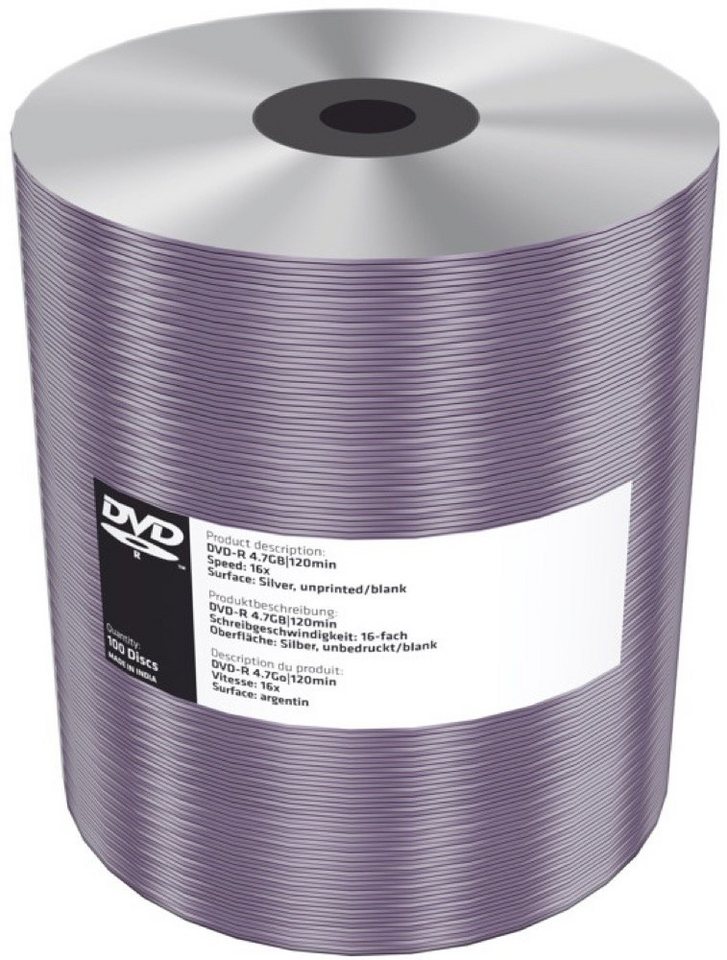Mediarange DVD-Rohling 100 Mediarange Rohlinge DVD-R silver blank 4,7 GB 16x Shrink Mediarange DVD-Rohling 100 Mediarange Rohlinge DVD-R silver blank 4,7 GB 16x Shrink von Mediarange