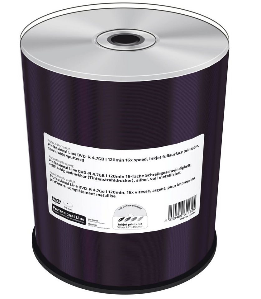 Mediarange DVD-Rohling 100 Professional Rohlinge full printable silver 4,7GB 16x Spindel Mediarange DVD-Rohling 100 Professional Rohlinge full printable silver 4,7GB 16x Spindel von Mediarange