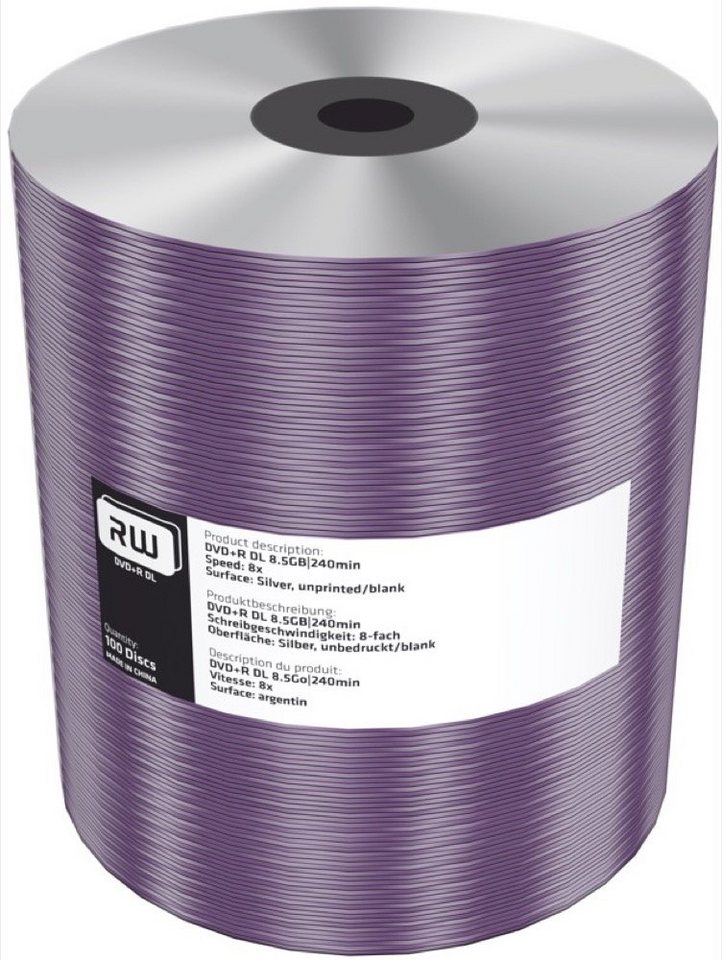 Mediarange DVD-Rohling 100 Rohlinge DVD+R Double Layer silver blank 8,5GB 8x Shrink Mediarange DVD-Rohling 100 Rohlinge DVD+R Double Layer silver blank 8,5GB 8x Shrink von Mediarange