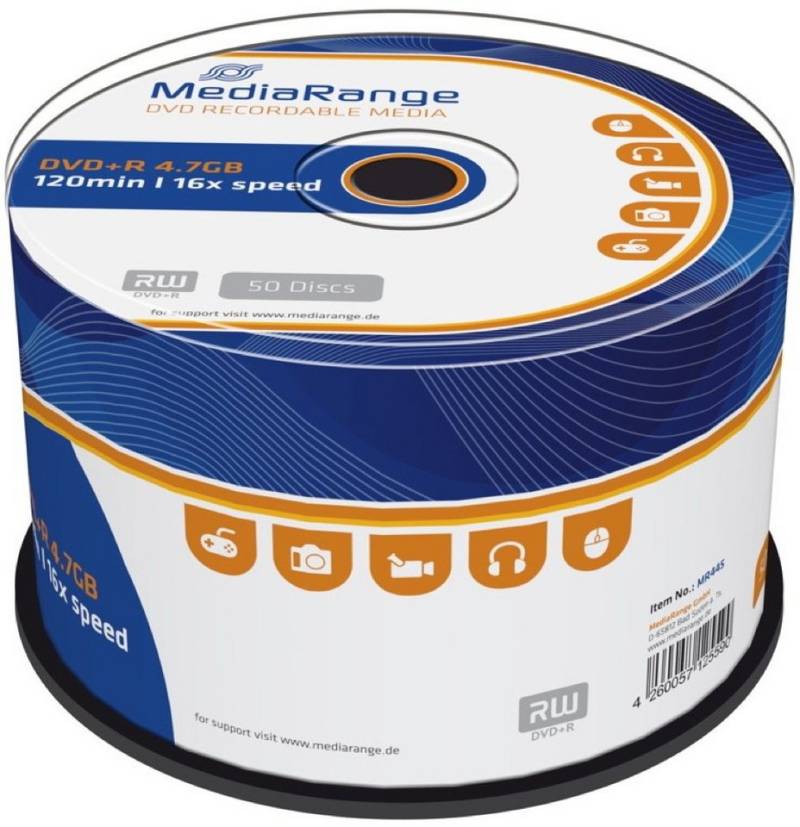 Mediarange DVD-Rohling 50 Mediarange Rohlinge DVD+R 4,7GB 16x Spindel von Mediarange