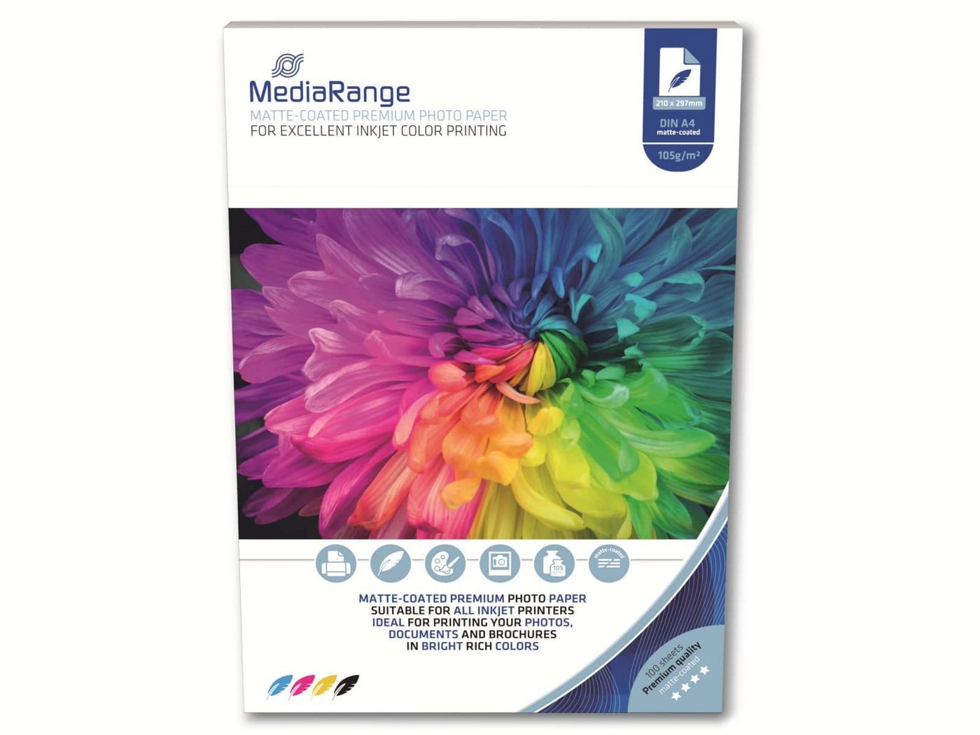 Mediarange MEDIARANGE Fotopapier, DIN A4, 105 g/m², matt, 100 Tintenstrahldrucker von Mediarange