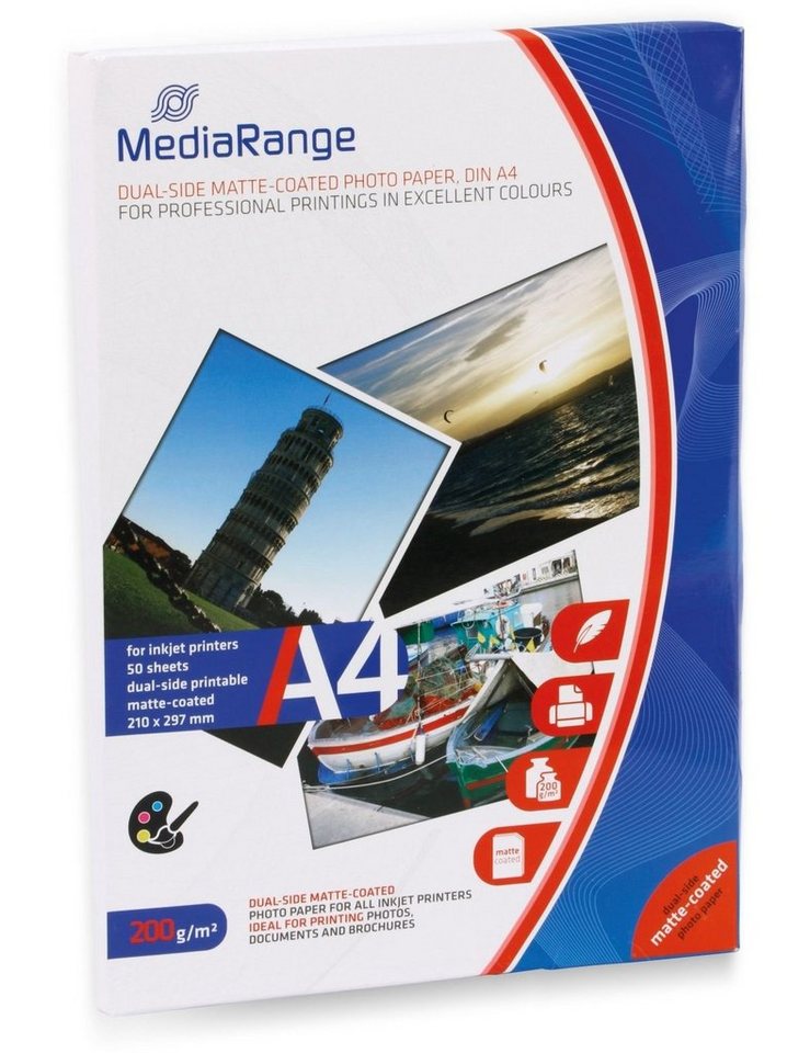 Mediarange MEDIARANGE Fotopapier DIN A4, 200 g/m², matt Tintenstrahldrucker von Mediarange