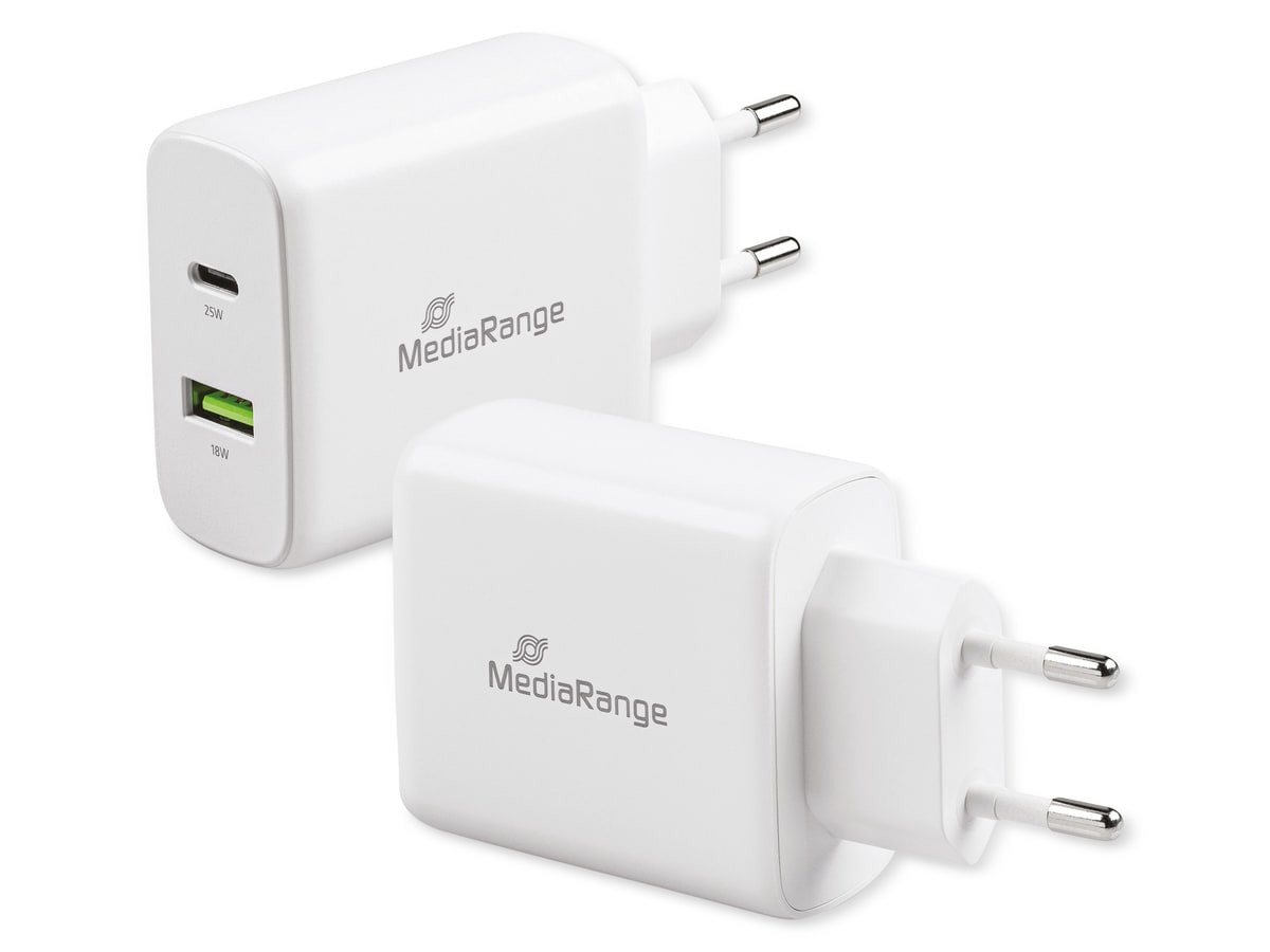 Mediarange MEDIARANGE USB-Lader MRMA113, 43 W, USB-A, USB-C USB-Ladegerät von Mediarange