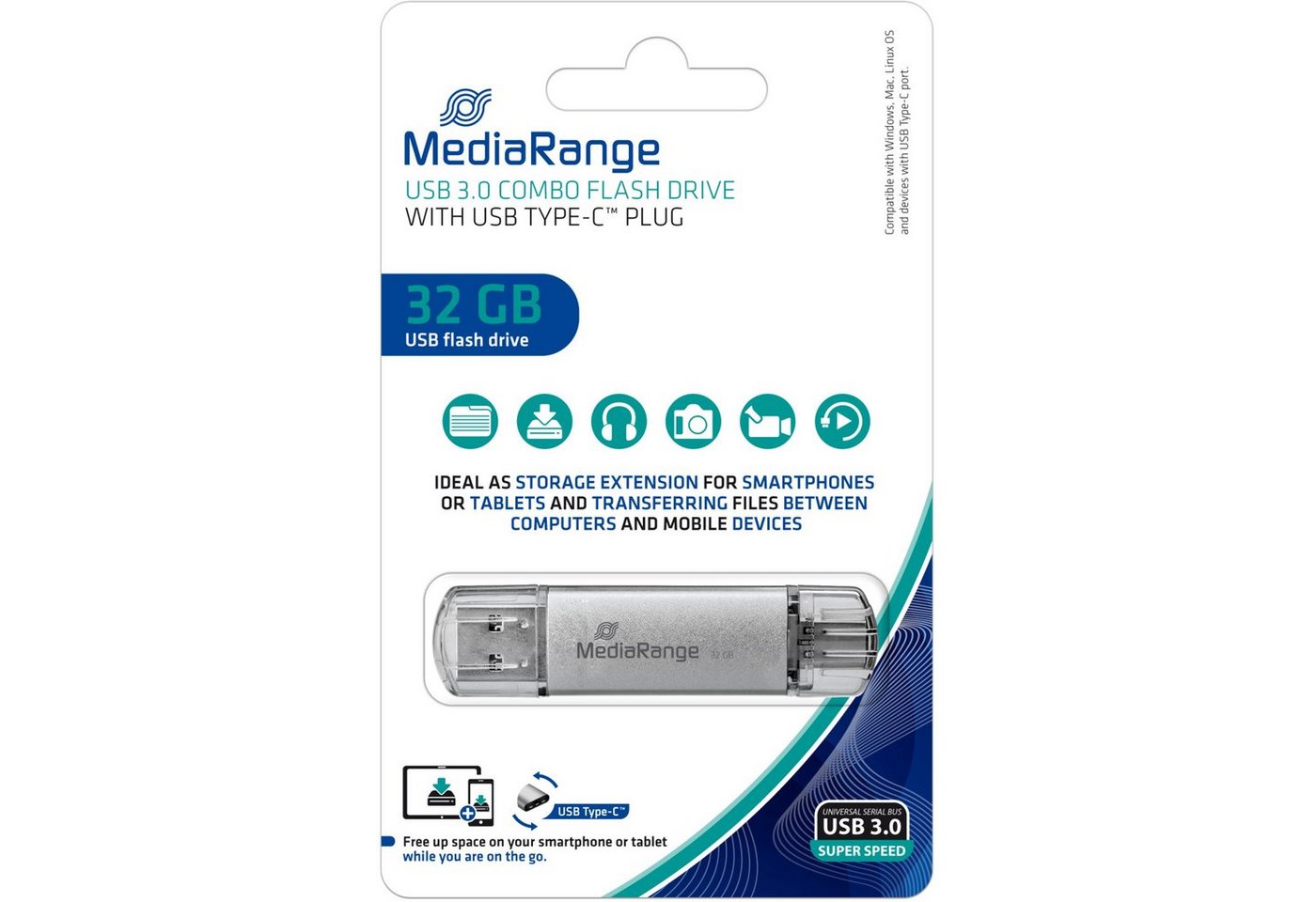 Mediarange MediaRange Kombo-Speicherstick 32 GB, USB-Stick, USB-Stick Mediarange MediaRange Kombo-Speicherstick 32 GB, USB-Stick, USB-Stick von Mediarange