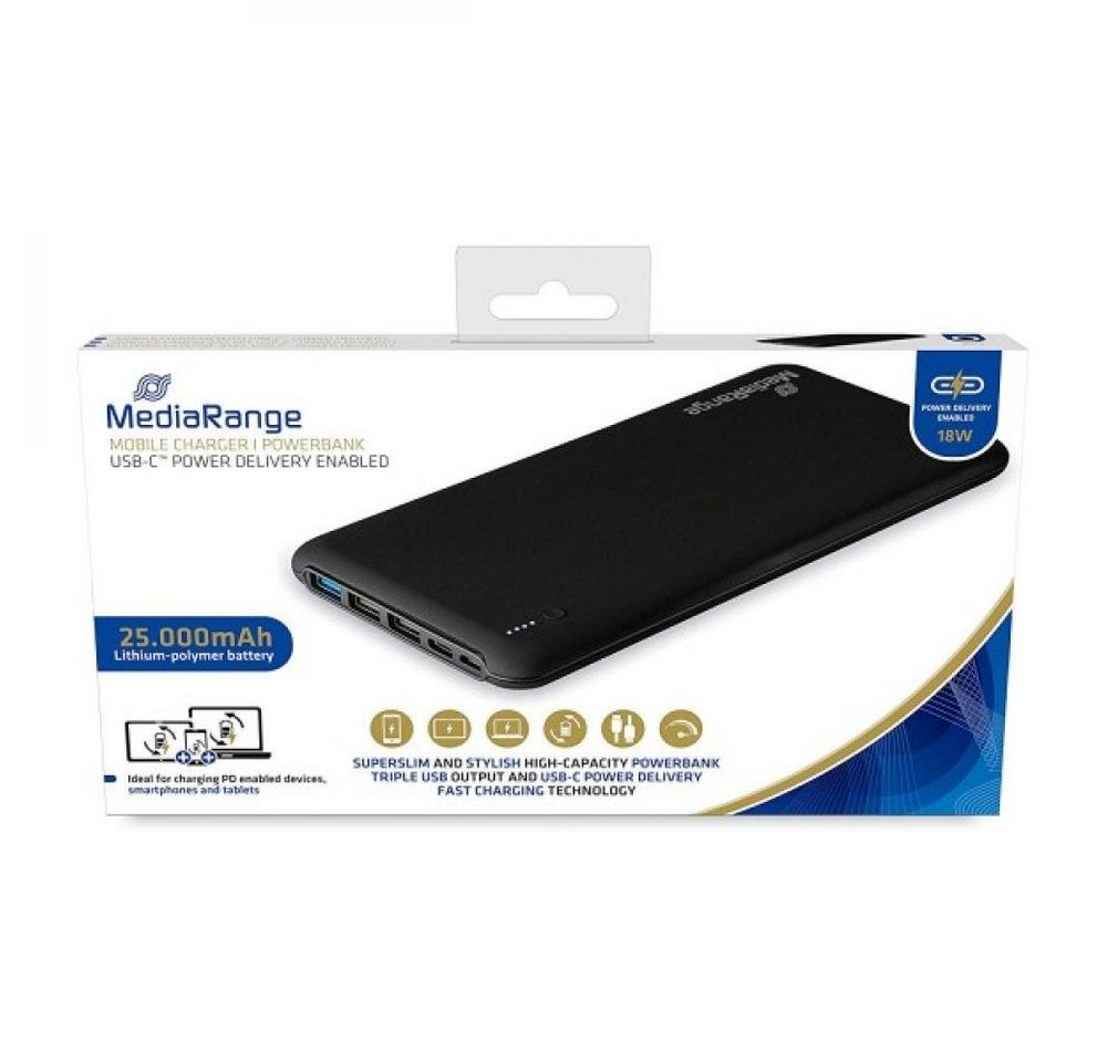 Mediarange MediaRange Mobiles Ladegerät I Powerbank, 25.000mAh, mit USB-C™ Power Powerbank von Mediarange