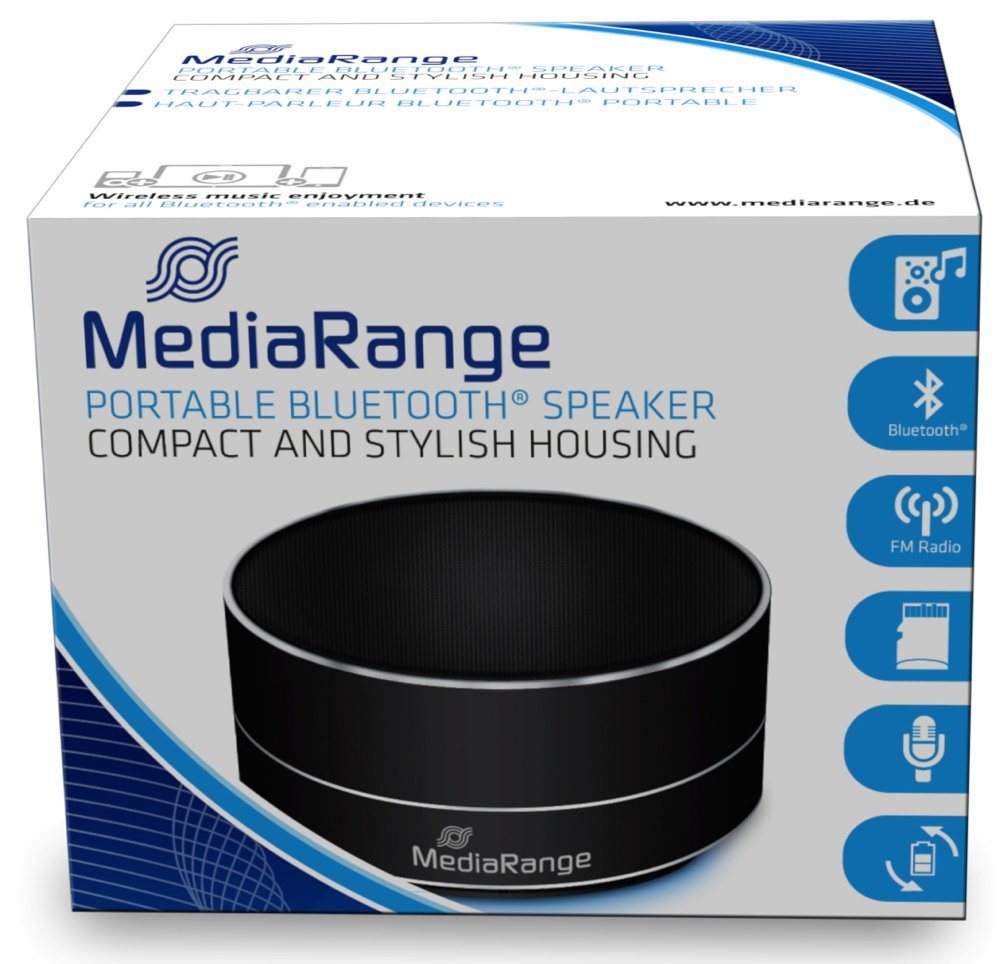 Mediarange Mediarange Bluetooth portabler Lautsprecher Compact schwarz Portable-Lautsprecher von Mediarange