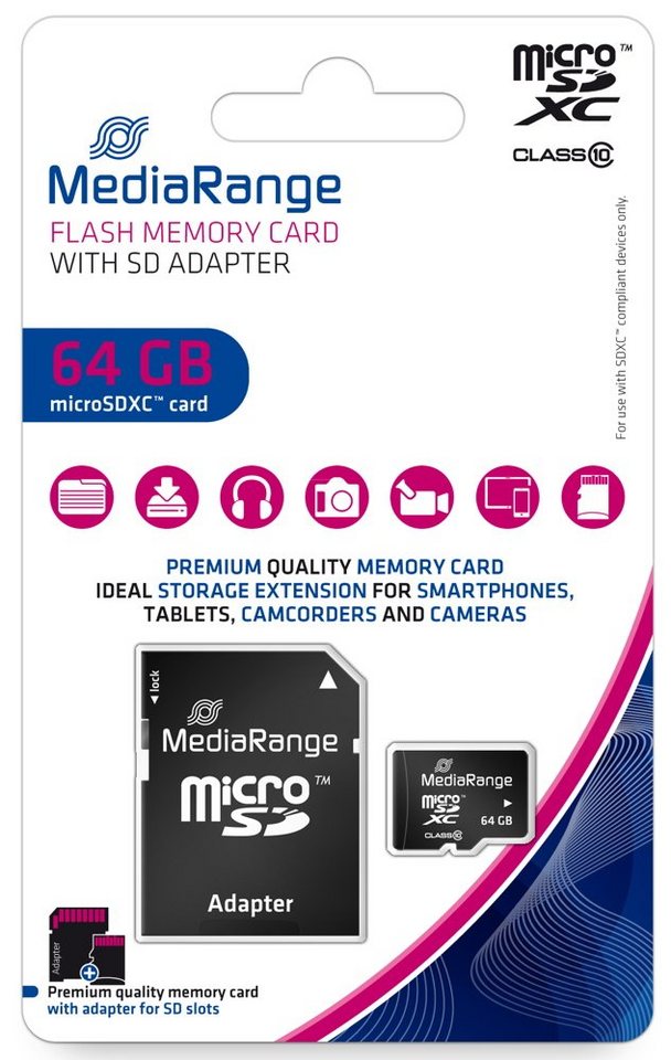 Mediarange Mediarange Micro SDXC Karte 64GB Speicherkarte Class 10 Speicherkarte Mediarange Mediarange Micro SDXC Karte 64GB Speicherkarte Class 10 Speicherkarte von Mediarange