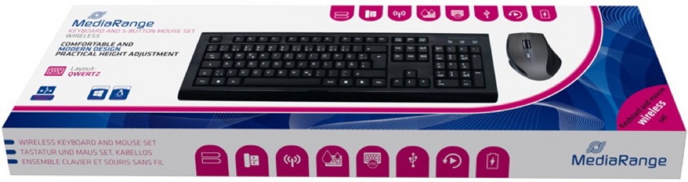 Mediarange Set Funk Maus und Tastatur 5 Tasten QWERTZ kabellos schwarz MROS104 Tastatur- und Maus-Set Mediarange Set Funk Maus und Tastatur 5 Tasten QWERTZ kabellos schwarz MROS104 Tastatur- und Maus-Set von Mediarange