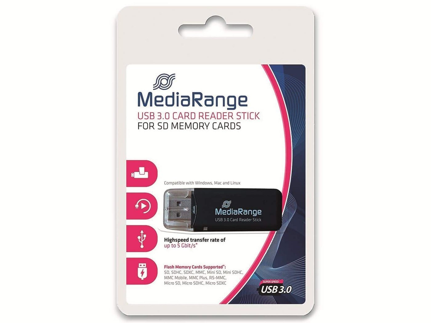 Mediarange Speicherkartenleser MEDIARANGE USB3.0 Cardreader MRCS507, schwarz von Mediarange