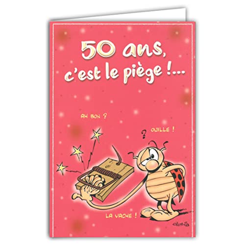 Afie CD Cox 506 Grußkarte mit Umschlägen, 50 Jahre ist die Falle - Feier zum Geburtstag - Champagner - Der Marienkäfer von Gotlib - geschlossen 17 x 11,5 cm von Médiat