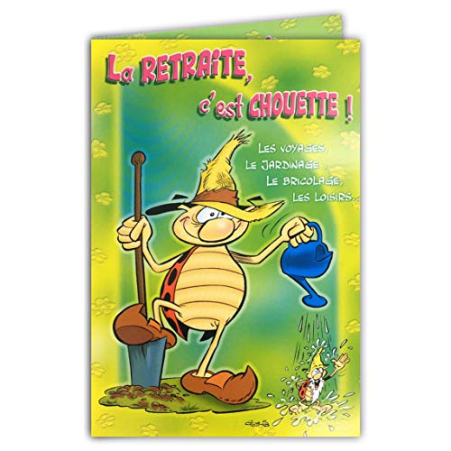 Afie CD Cox 587 Die Marienkäfer von Gotlib illustrierte Karte "Bonne et Heureureurin" mit Umschlag im Format geschlossener Karte, 17 x 11,5 cm von Médiat