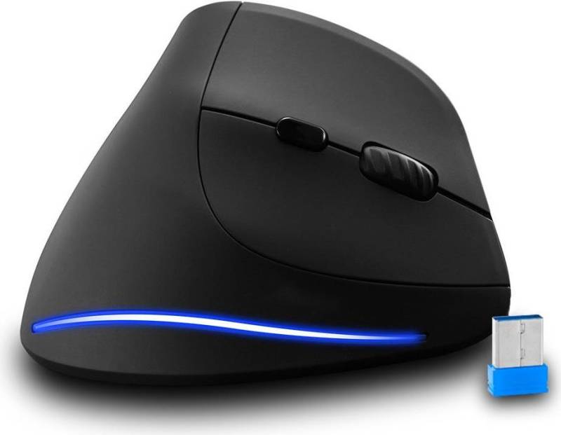 MEDIA-TECH VERTIC RF MT1123 Kabellose vertikale Maus RF 2400 DPI Schwarz (MT1123) von Mediatech