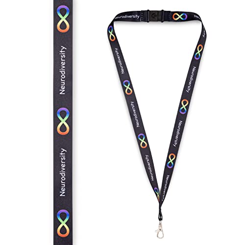 Neurodiversity Awareness Lanyard Autismus ADHS Double Infinity Legasthenie Tourettes Epilepsie Unisex Schwarz Weiß Erwachsenengröße (Schwarz) von Medical ID Me