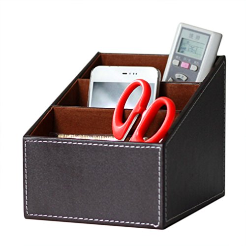 Medifier elegante multifunktionale Aufbewahrungsbox für Stifte, Handys, Visitenkarten, Fernbedienungen aus Leder hellbraun von Medifier