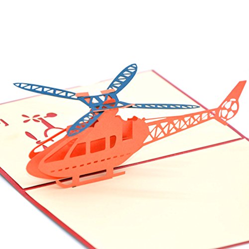 Medigy 3D Pop Up Greeting Cards Helicopter Blank Cards for Most Occastions Blue von Medigy