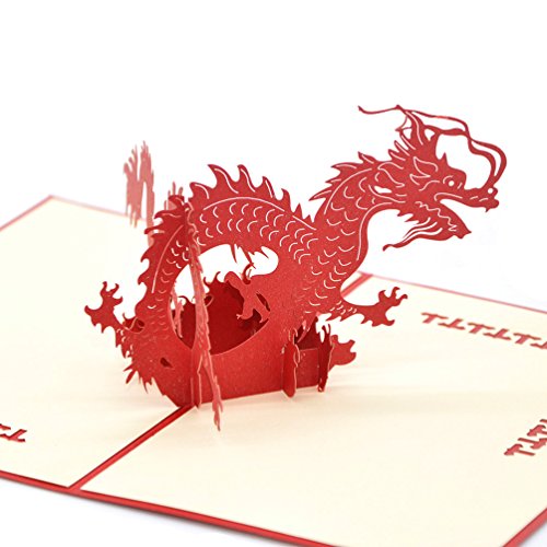 Medigy 3D-Pop-Up-Grußkarte für die meisten Anlässe, dreidimensional, der chinesische Drache von Medigy