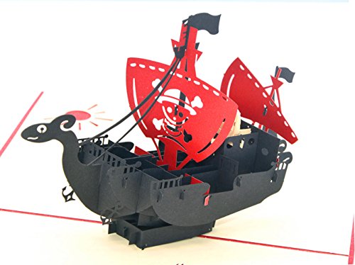 Medigy 3D Pop Up Grußkarten Piratenboot Leere Karten für die meisten Gelegenheiten von Medigy