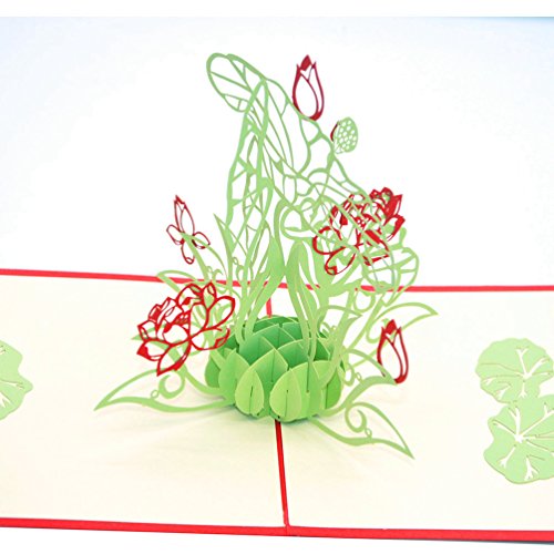 Medigy 3D Pop Up Grußkarten Wasser Lotus leere Karten für die meisten Gelegenheiten von Medigy