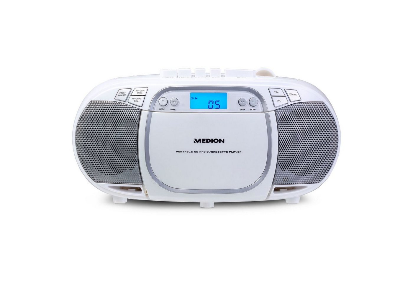 Medion® Medion E66476 MD44176 Boombox CD/MP3-Player Stereo Radio USB Anschluss Boombox (An/Aus Anzeige Audiokassetten AUX-Eingang Batteriebetrieben CD-Player CD-R-Wiedergabe CD-RW-Wiedergabe FM-Radio Digitalanzeige Kassettenwiedergabe USB Tragbar Stereo Radio MP3 CD-Wiedergabe On/Off Switch MW/UKW Radio Netzbetrieben Lautstärkeregelung) von Medion®