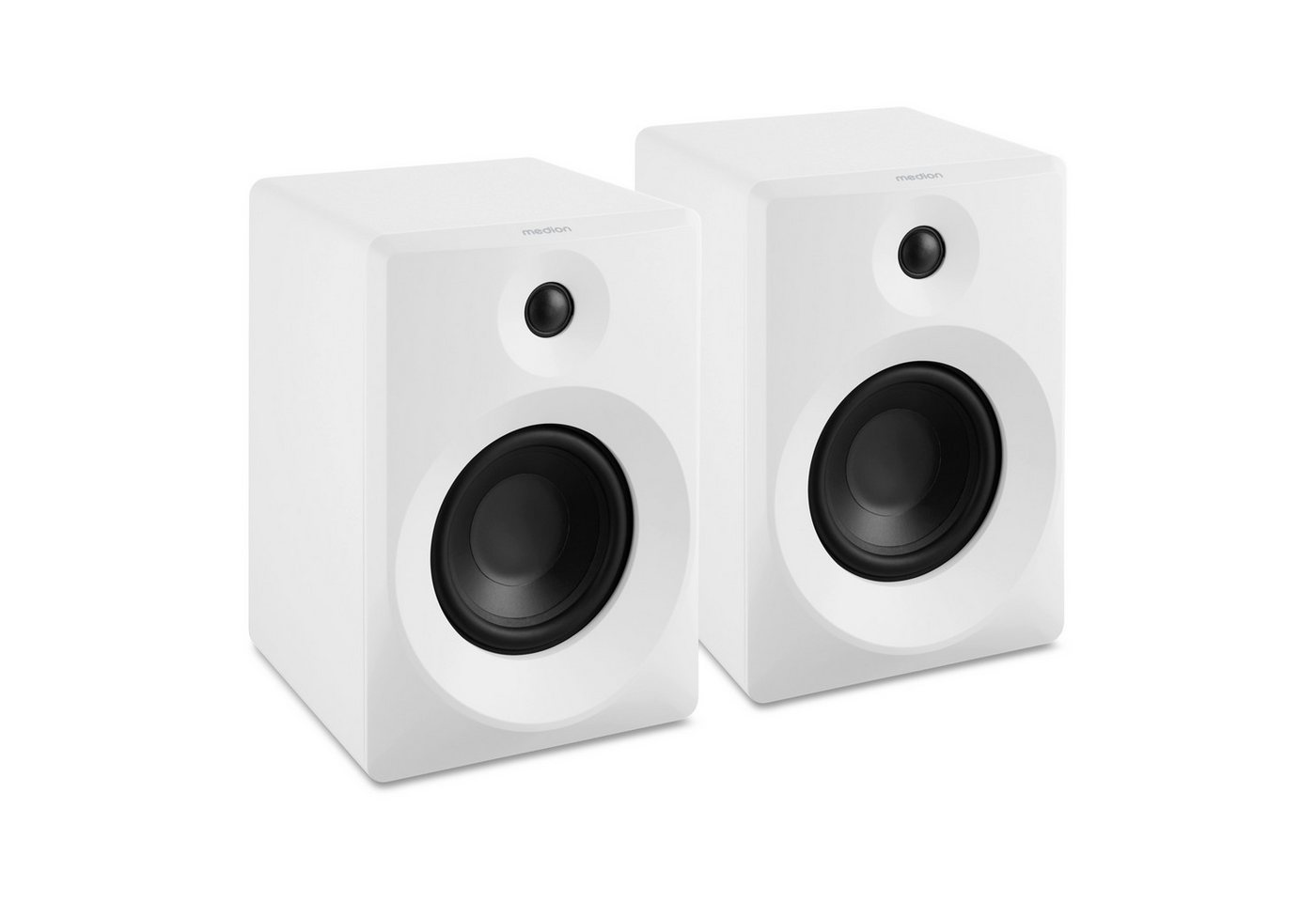 Medion® LIFE® P61925 (MD44925) Bluetooth-Lautsprecher (50 W, Holzgehäuse, Bluetooth5.0, integrierter Subwoofer, Drehregler, weiß) von Medion®