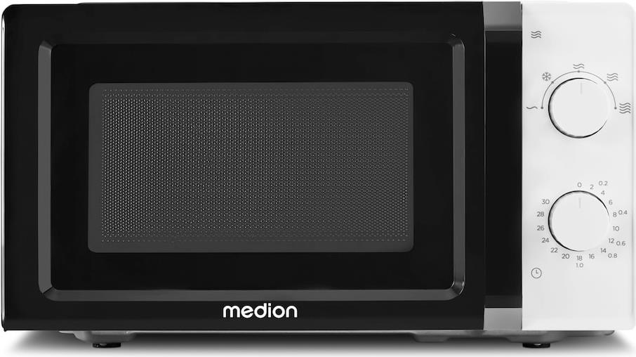 Medion MD 11475 Mikrowelle schwarz 20l -  700 Watt Leistung - 20l Garraumvolumen  30 Minuten Timer - Innenbeleuchtung  Auftaufunktion  Drehteller (spülmaschinengeeignet) (50073776) von Medion