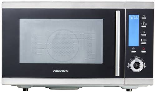 Medion MD 15501 Mikrowelle Edelstahl, Schwarz 900W Timerfunktion, Antihaftbeschichtung, Grillfunktio von Medion