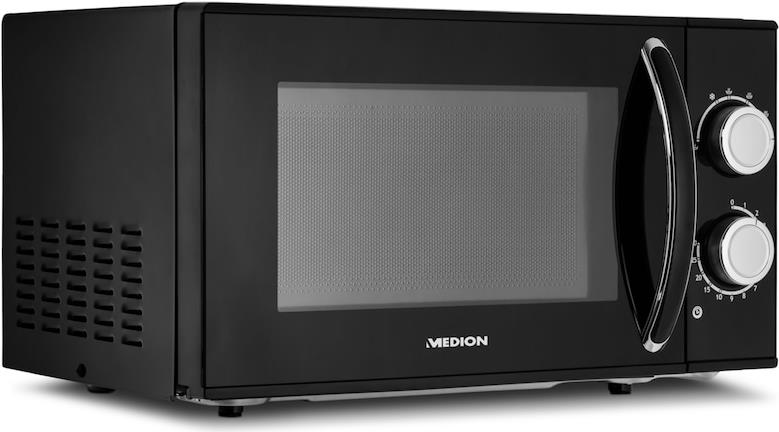Medion MD 15644 Mikrowelle 700W 17L schwarz -  700 Watt Leistung - 17l Garraumvolumen  6 Mikrowellenstufen  30 min Timer  Auftaufunktion  Leichte Reinigung (50073755) von Medion