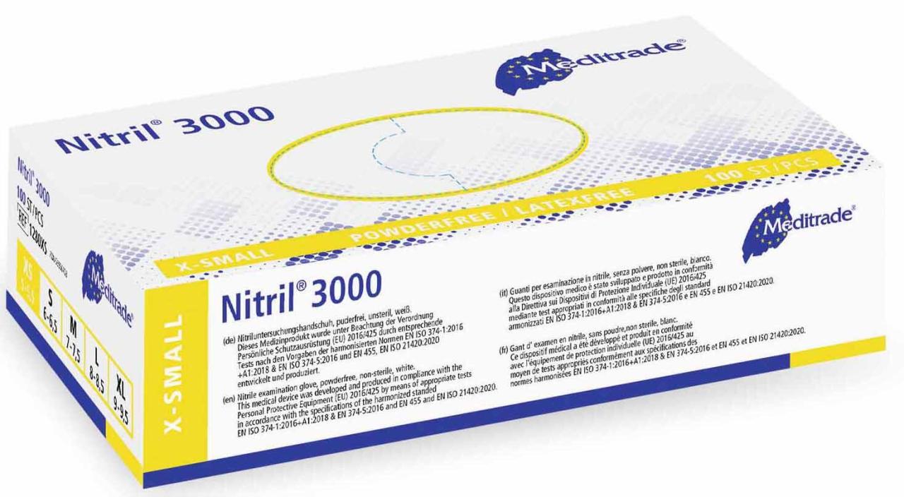 Meditrade® Einmalhandschuhe Nitril® 3000 XS weiß von Meditrade®