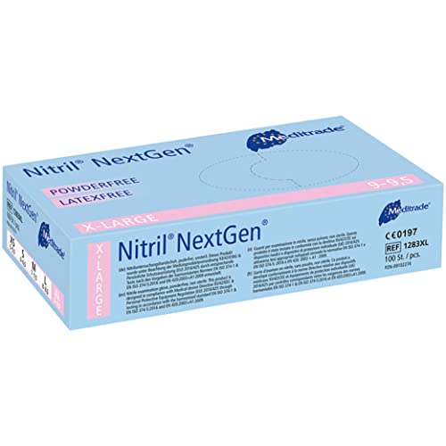 Meditrade Nitril NextGen® Untersuchungshandschuhe – Puderfreie, latexfreie Schutzhandschuhe – Größe XS – Hellblau – 100 Stück von Meditrade