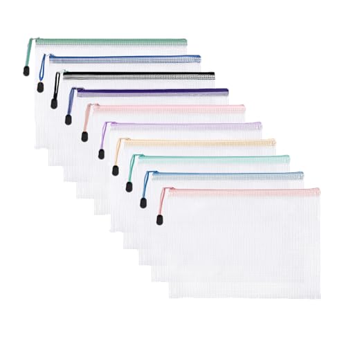 Meekye 10 Stück Dokumententasche A4 A5 oder A6, Wasserdichter Dokumentenmappe A6 mit Reißverschluss, Mesh Kunststoff Mappe, für Datei, Kosmetika, Hausaufgaben und Reisezubehör Meekye 10 Stück Dokumententasche A4 A5 oder A6, Wasserdichter Dokumentenmappe A6 mit Reißverschluss, Mesh Kunststoff Mappe, für Datei, Kosmetika, Hausaufgaben und Reisezubehör von Meekye