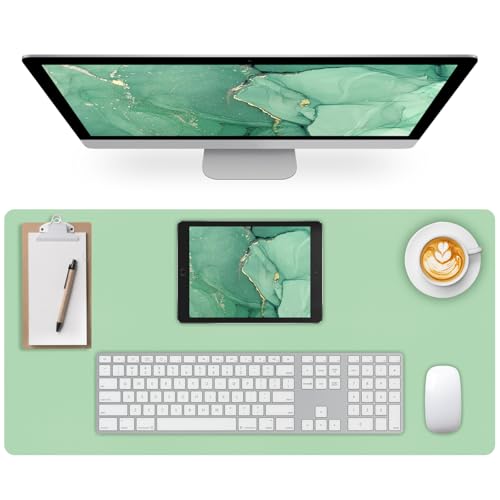Meetcolor Große Schreibtischunterlage, Leder-Schreibtischunterlage für den Schreibtisch, Computer-Mauspad, rutschfest, wasserdicht, Tastaturmatten für Büro/Zuhause/Dekor (Grün, 90,9 x 42,9 cm) von Meetcolor