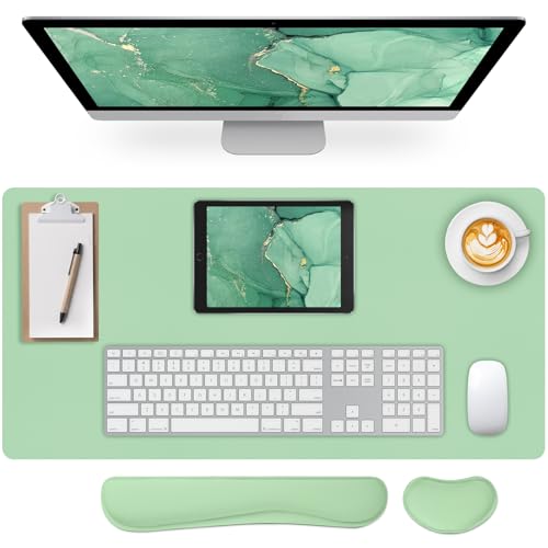 Meetcolor Schreibtischunterlagen-Set, 3-in-1 große Mauspads mit Handgelenkauflage und Tastatur-Pad, Schreibtischmatten für Tastaturen und Mäuse, ergonomisches Tastatur- und Mauspad-Set für Büro von Meetcolor