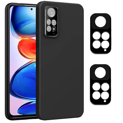 Handyhülle mit Kameraschutzfolie für Xiaomi Redmi Note 11 4G / Note 11S 4G, Weich TPU Silikon Schutzhülle Kamera PanzerFolie Cover Bumper Kamera Glas Case Hülle mit Kamera Linse Folie (1 + 2 Stück) von Meeter