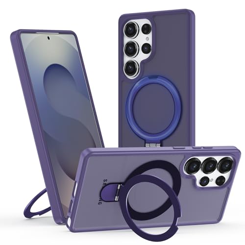 Hülle für Samsung Galaxy S25 Ultra mit Magsafe, [ Magnetischer Ständer Unsichtbarer Standring ] Stoßfest Handyhülle Case Matt Kratzfeste Schutzhülle für Samsung Galaxy S25 Ultra, lila von Meeter
