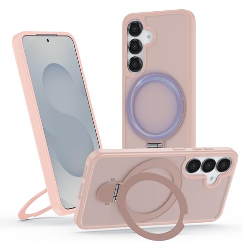 Hülle für Samsung Galaxy S25 mit Magsafe, [ Magnetischer Ständer Unsichtbarer Standring ] Stoßfest Handyhülle Case Matt Kratzfeste Schutzhülle für Samsung Galaxy S25, rosa von Meeter