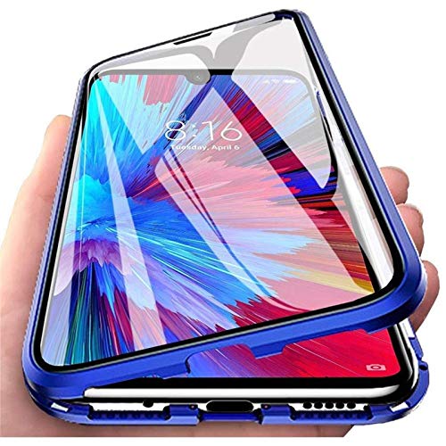 Hülle für Xiaomi Mi 11 Lite 5G / 11 Lite 5G NE, Magnetische Adsorption Handyhülle 360 Grad Schutz Aluminiumrahmen mit Gehärtetes Glas, Starke Magneten Stoßfest Metall Flip Case Cover - Blau von Meeter