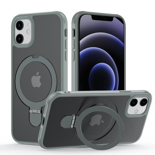 Hülle für iPhone 11 mit Magsafe, [ Magnetischer Ständer Unsichtbarer Standring ] Stoßfest Handyhülle Case Matt Kratzfeste Schutzhülle für iPhone 11, grau von Meeter