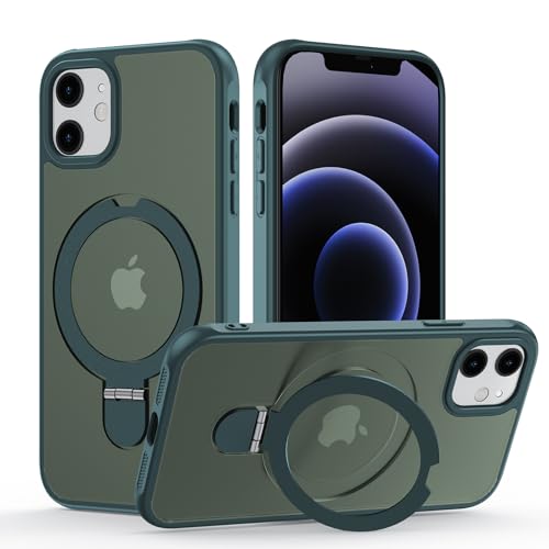 Hülle für iPhone 11 mit Magsafe, [ Magnetischer Ständer Unsichtbarer Standring ] Stoßfest Handyhülle Case Matt Kratzfeste Schutzhülle für iPhone 11, grüner von Meeter