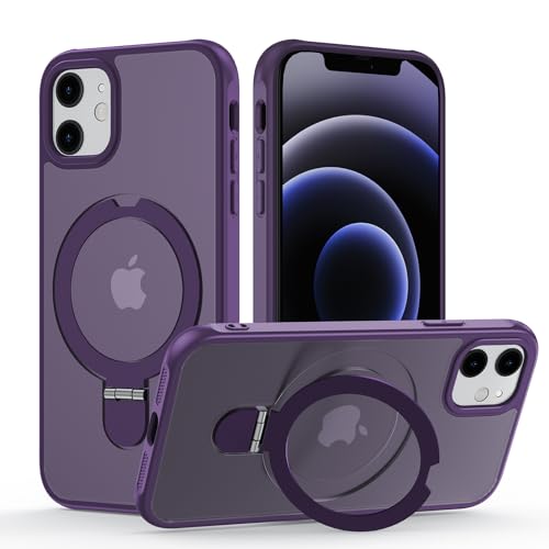 Hülle für iPhone 11 mit Magsafe, [ Magnetischer Ständer Unsichtbarer Standring ] Stoßfest Handyhülle Case Matt Kratzfeste Schutzhülle für iPhone 11, lila von Meeter