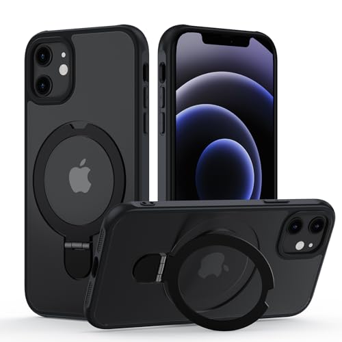 Hülle für iPhone 11 mit Magsafe, [ Magnetischer Ständer Unsichtbarer Standring ] Stoßfest Handyhülle Case Matt Kratzfeste Schutzhülle für iPhone 11 6.1 Zoll, Schwarz von Meeter