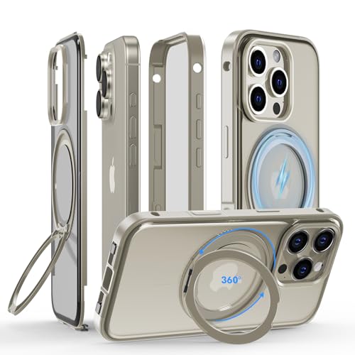Hülle für iPhone 16 Pro 360 Grad mit Magsafe, Handyhülle Metallrahmen und Eingebaut Displayschutz Folie Full Body Komplettschutz Panzerhülle mit 360° Magnetischer Ständer Standring,Titan Natur Hülle für iPhone 16 Pro 360 Grad mit Magsafe, Handyhülle Metallrahmen und Eingebaut Displayschutz Folie Full Body Komplettschutz Panzerhülle mit 360° Magnetischer Ständer Standring,Titan Natur von Meeter