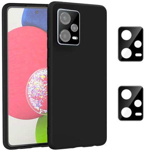 Meeter Handyhülle mit Kameraschutzfolie für Xiaomi Redmi Note 12 5G, Weich TPU Silikon Schutzhülle Kamera PanzerFolie Cover Bumper Kamera Glas Case Hülle mit Kamera Linse Folie (1 + 2 Stück) von Meeter