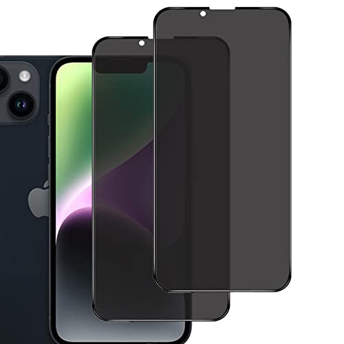 für iPhone 14 Plus Sichtschutz Panzerglasfolie, [2 Stück] Anti Spy Displayschutzfolie,Privatsphäre Schutzfolie 9H Härte Gehärtetes Glas Folie Blasenfrei Blickschutzfolie von Meeter