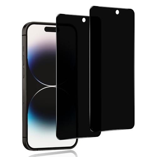 für iPhone 14 Pro Sichtschutz Panzerglasfolie, [2 Stück] Anti Spy Displayschutzfolie,Privatsphäre Schutzfolie 9H Härte Gehärtetes Glas Folie Blasenfrei Blickschutzfolie von Meeter