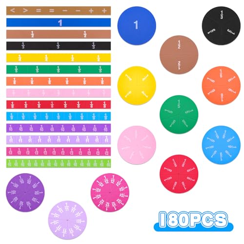 Meetory 180 Stück Mathematik Ressourcen, Bruchrechnen Material Magnetisch, Rechnen Lernen, Math Manipulatives for Preschool Elementary School Einschulungsgeschenke von Meetory
