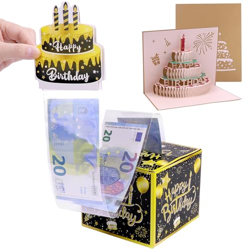 Meetory Geldgeschenke Verpackung, Überraschungsbox-geschenkbox, Geldgeschenke Geburtstag mit 3D Pop Up Geburtstag Grußkarten, Überraschungsbox Geburtstag für Ihre Familie, Kinder, Freunde von Meetory