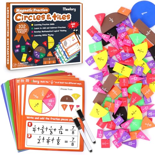 Bruchrechnen Material Magnetisch, 116pcs Mathematik Ressourcen, Bruchrechenteile Math Manipulatives, Magnetischer Bruchscheiben Demonstrator, Magnetischer Bruchscheiben, Magnetisches Bruchbuch von Meetory