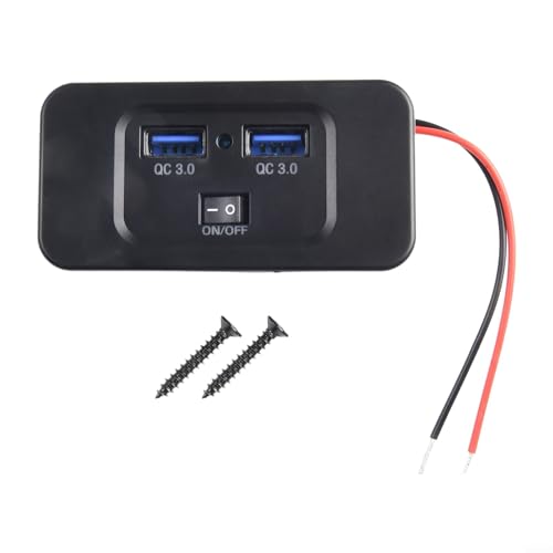 MeevrgR 12V-24V Dual USB Auto Schnellladegerät, Steckdose QC 3.0 Steckdose Panel Mount Adapter mit blauem LED-Licht für Fahrzeuge Autos Motorräder Boote RV Einfache Installation 36W Ausgang MeevrgR 12V-24V Dual USB Auto Schnellladegerät, Steckdose QC 3.0 Steckdose Panel Mount Adapter mit blauem LED-Licht für Fahrzeuge Autos Motorräder Boote RV Einfache Installation 36W Ausgang von MeevrgR