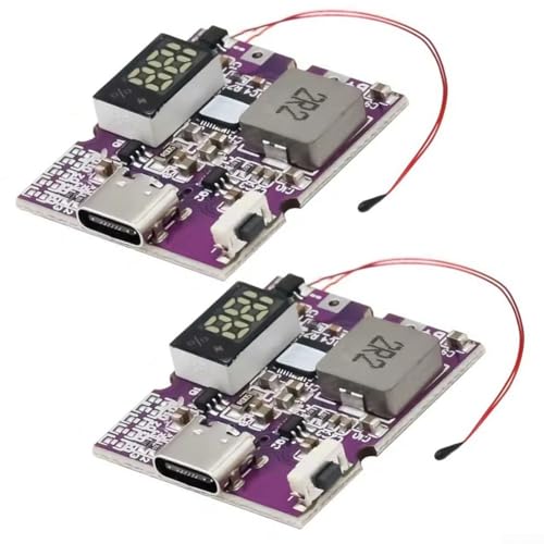 MeevrgR 2er-Pack 22,5 W Powerbank-Module – PD3.0/QC4+ Schnellladung (5 A Eingang) mit Kurzschlussschutz – DIY-Batterieplatine für 21700 3,7 V (lila) (C-Digitalanzeige) von MeevrgR